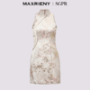 MAXRIENY贵雅新中式连衣裙2025秋冬新款提花挂脖裙子(货号:MS85DR509) 商品缩略图3