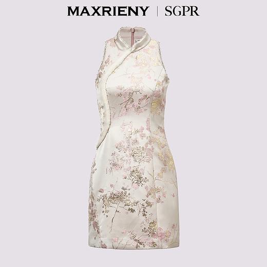 MAXRIENY贵雅新中式连衣裙2025秋冬新款提花挂脖裙子(货号:MS85DR509) 商品图3