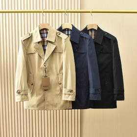 Burberry巴宝莉2025男士秋季经典格子修身休闲中长款风衣外套