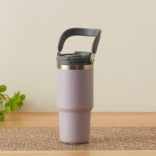  不锈钢大容量带手把保冷保暖手提车载双饮口杯 商品图2