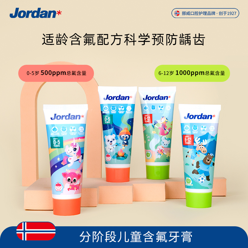 【儿童牙膏】挪威Jordan原装进口儿童牙膏（  0-5岁草莓味、6-12岁苹果味）75g/支