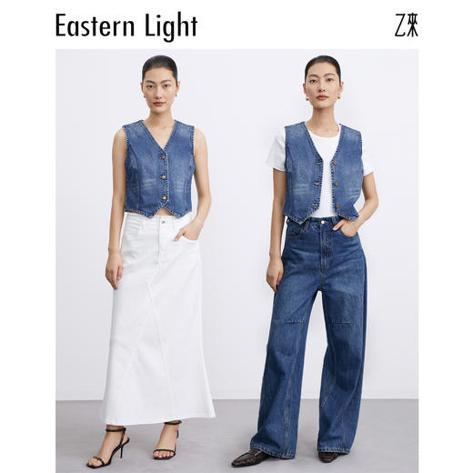 【明星同款 叠穿百搭】Eastern Light/乙来叠穿神器牛仔马甲套装 商品图1