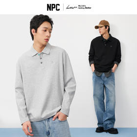 NPC潮牌仿【绿松石】纽扣腰果花刺绣长袖polo衫男空气层秋NP57TL44