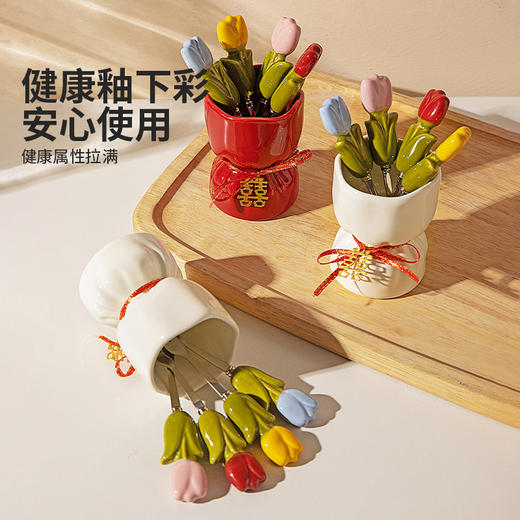 摩登主妇不锈钢水果叉子收纳罐水果签轻奢高级感食品级甜品蛋糕叉 商品图2