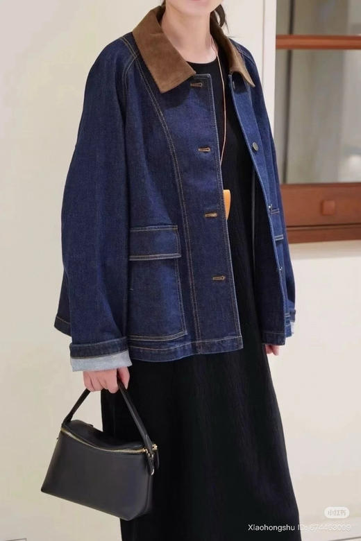 95-4 独家圆正 灯芯绒领牛仔外套 我穿38码很宽松 商品图13