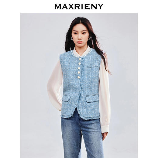MAXRIENY小香风粗花呢马夹背心25春季新款高级气质感欧若智性风(货号:MS85VE752) 商品图2