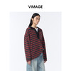 VIMAGE纬漫纪宽松撞色条纹上衣女美式复古polo领T恤2025秋季新款小上衣V2413104 商品缩略图2