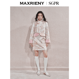 MAXRIENY贵雅新中式短外套2025秋冬新款设计感国风盘扣提花上衣女(货号:MS85JA514)