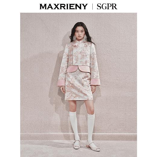 MAXRIENY贵雅新中式短外套2025秋冬新款设计感国风盘扣提花上衣女(货号:MS85JA514) 商品图0