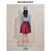 MAXRIENY2025秋冬新款精致优雅修身高腰安哥拉红A字丝绒半身短裙(货号:MS85SK768) 商品缩略图3