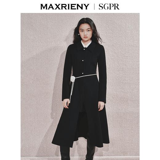 MAXRIENY极简赫本风绵羊毛过膝长款大衣气质女24秋新款外套澳毛(货号:MS85CT511) 商品图2