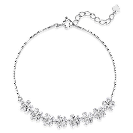 卡蒂罗KADER 花园派对手链 小清新繁花浪漫镶嵌满锆五瓣花甜美气质心动女友闪耀银河可调节拼接链 商品图1