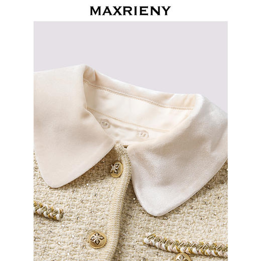 MAXRIENY鎏金小香外套25秋款烫钻花纱羊毛上衣小香风通勤气质穿搭(货号:MF86JA501) 商品图1