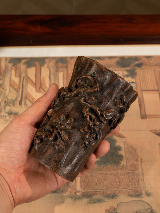 清	沉香木雕梅花纹爵杯 商品图3