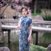 2025春夏新款中国风扎染长款复古旗袍女装改良修身显瘦连衣裙 商品缩略图4