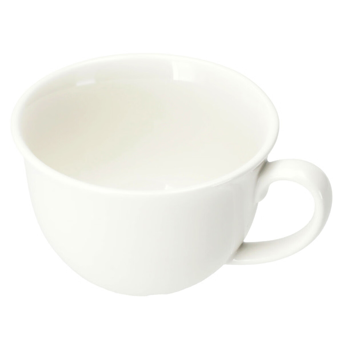  纯白陶瓷咖啡杯早餐杯带把手杯汤杯餐饮具