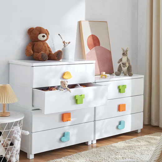 天马（TENMA）宜得利家居 抽屉式收纳柜储物柜床头柜塑料整理柜木制天板抽屉柜 商品图4