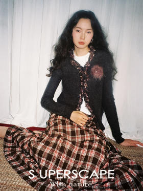 素舶 进口澳洲羊毛秘鲁羊驼毛保暖编织花朵绞花纽结门襟气质针织开衫