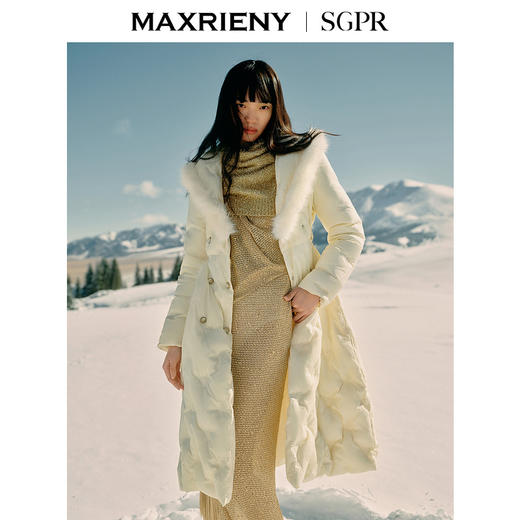 【商场同款】MAXRIENY精致贵雅毛边羽绒服大翻领保暖外套24冬新款(货号:MS85DC506) 商品图1