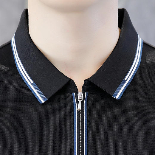 圣得西男士撞色翻领短袖polo衫2025秋季新款胸前烫印T恤打底衫 商品图1