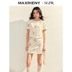 【商场同款】MAXRIENY精致日常刺绣外套25夏修身外搭开衫淡人穿搭(货号:MU86JA001)