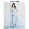 MAXRIENY海岛度假风25夏款条纹吊带连衣裙收腰提花伞摆针织长裙(货号:MF86DR016) 商品缩略图1