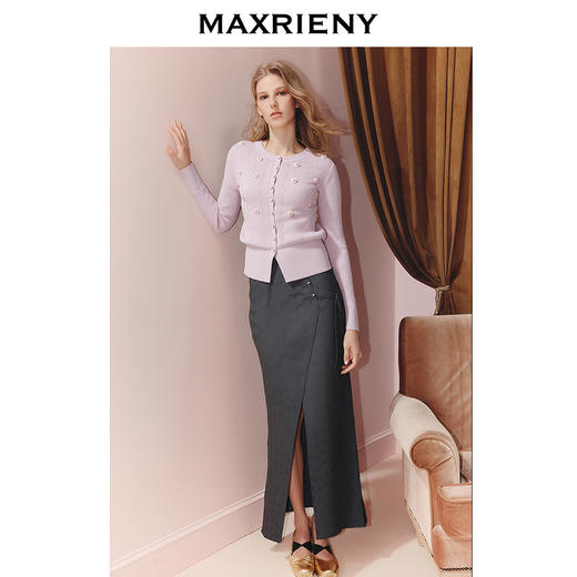 MAXRIENY法式优雅穿搭立体化套头羊毛针织开衫25秋款修身收腰上衣(货号:MF86SW509) 商品图1