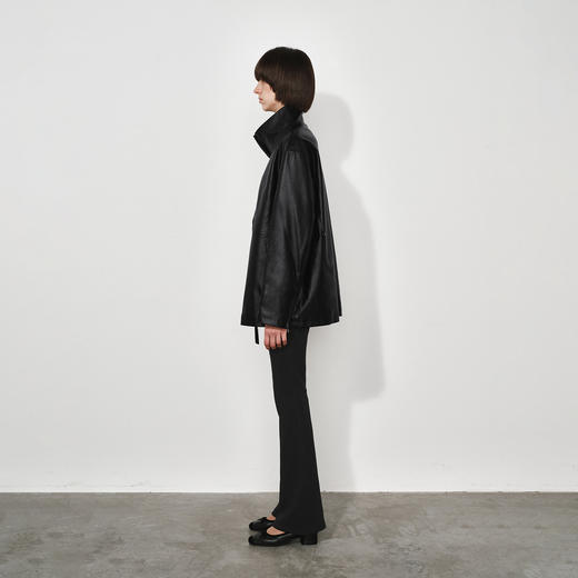 NUTH黑色宽松廓形pu皮夹克中长款拉链皮衣外套女 商品图3