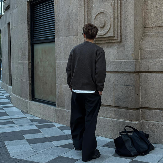 徐太浪【590g混纺 慵懒风通勤】纯色针织毛衣男春秋毛线内搭上衣 商品图3