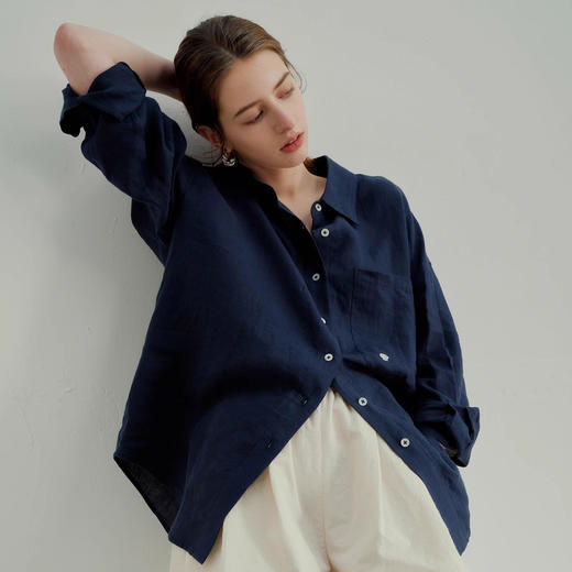 伊泺杉 老钱风纯棉贝壳刺绣衬衫 宽松舒适 通勤百搭 4色可选 商品图10