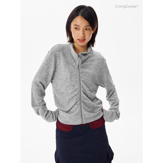 CryingCenter 斜门襟抽褶拉链开衫 哭喊中心 商品图1