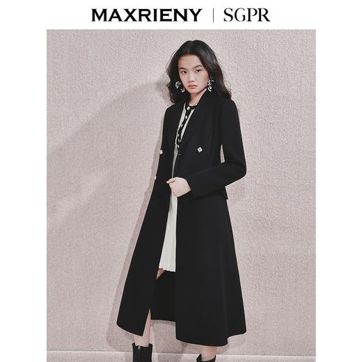 MAXRIENY【商场同款】赫本风毛呢外套女24新款西装式羊毛中长款大衣(货号:MS85CT758) 商品图2