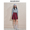 MAXRIENY2025秋冬新款精致优雅修身高腰安哥拉红A字丝绒半身短裙(货号:MS85SK768) 商品缩略图1