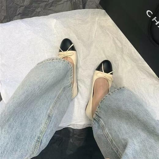 复古小羊皮（内衬含有羊皮）平底鞋--小香风浅口湖蝶结 商品图1