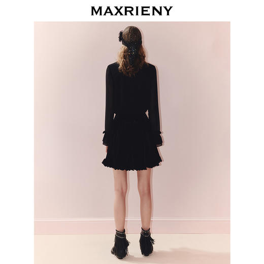 MAXRIENY法式慵懒感穿搭雪纺衬衫女25秋款H型系带蝴蝶结宽松上衣(货号:MF86TP508) 商品图3