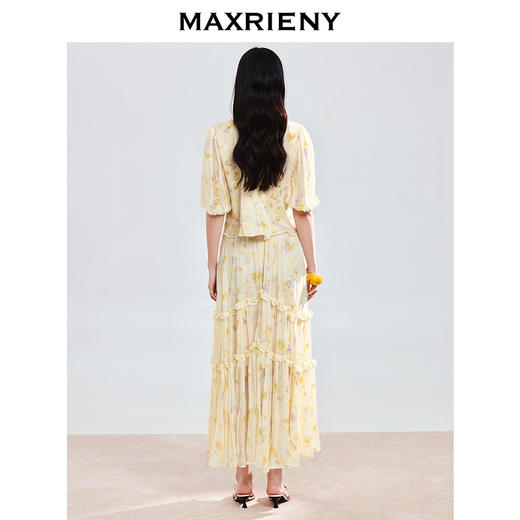 MAXRIENY25年夏季新款日落繁花宫廷风灯笼袖显瘦印花甜美上衣(货号:MF86TP269) 商品图4