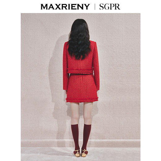 MAXRIENY2025秋冬新款新年红系列千金名媛小香风复古气质短外套(货号:MS85JA758) 商品图3