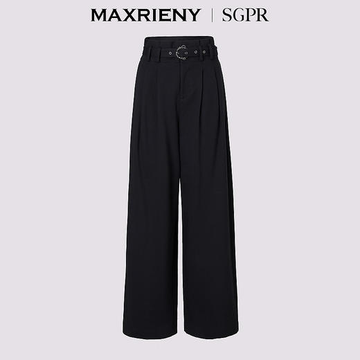 【秀场抢先款】MAXRIENY精致日常风高腰阔腿裤金属休闲长裤24年冬(货号:MS85PA753) 商品图4