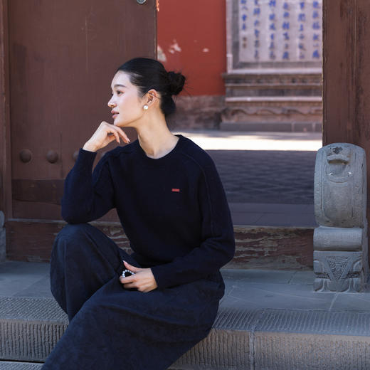 绽放611朵/绵羊毛桑蚕丝混纺多色彩点圆领显瘦短款套头毛衣女秋冬 商品图2