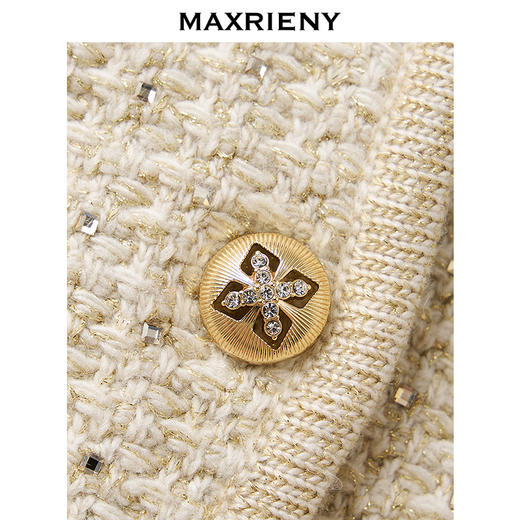 MAXRIENY鎏金小香外套25秋款烫钻花纱羊毛上衣小香风通勤气质穿搭(货号:MF86JA501) 商品图2