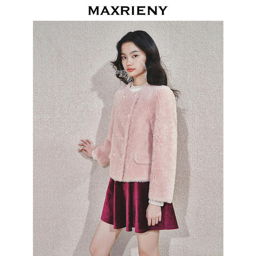 MAXRIENY 人造皮草 精致贵雅感直身羊毛仿皮草女24冬新款保暖外套(货号:MS85FU751) 商品图2