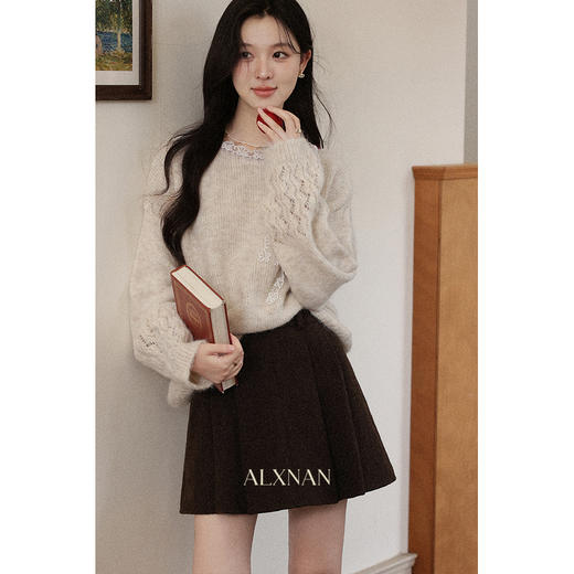 鹿向南「柔雾粉韵」高级感藕粉色宽松毛衣女秋新款小众长袖针织衫 商品图2