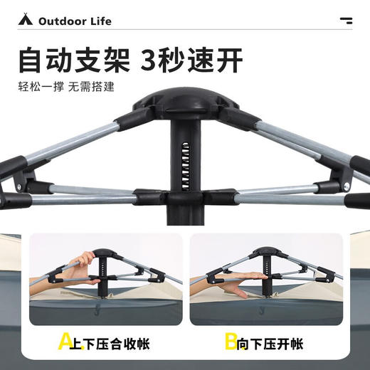狼行者 狼行者 露营帐篷户外便携式折叠野营用品装备野外沙滩全自动黑胶 大号黑胶帐篷+外延天幕 商品图4
