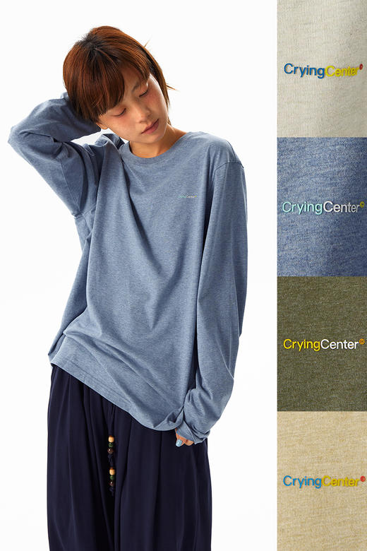 CryingCenter 亲肤柔软彩纱休闲合身长袖 经典小字logo 哭喊中心 商品图4