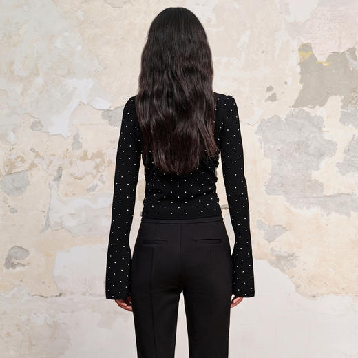 MAXRIENY赫本风芭蕾波点针织修身上衣(货号:MC88SW588) 商品图4