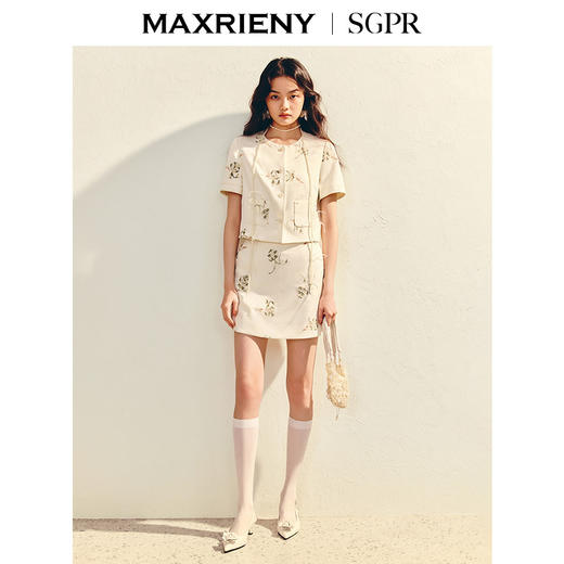 MAXRIENY【商场同款】2025夏季新款小香风刺绣显瘦高腰裙裤裤子(货号:MU86PA009) 商品图1