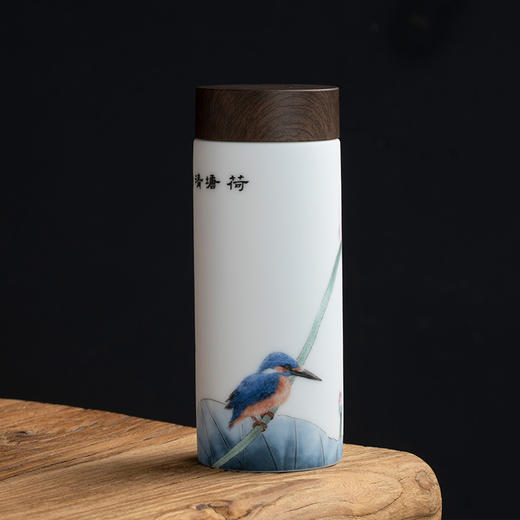 荷塘清趣双层肤感陶瓷保温杯 商品图1