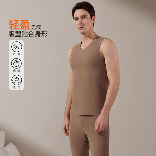 【单件6折/2件5折】【保暖背心/保暖单裤】【秀黛】男暖格纹贴片V领背心护膝单裤/女暖格纹贴片圆领背心/护膝秋裤S3660001TS3660023T/S3661001TS3661048T【门店同款】 商品图7