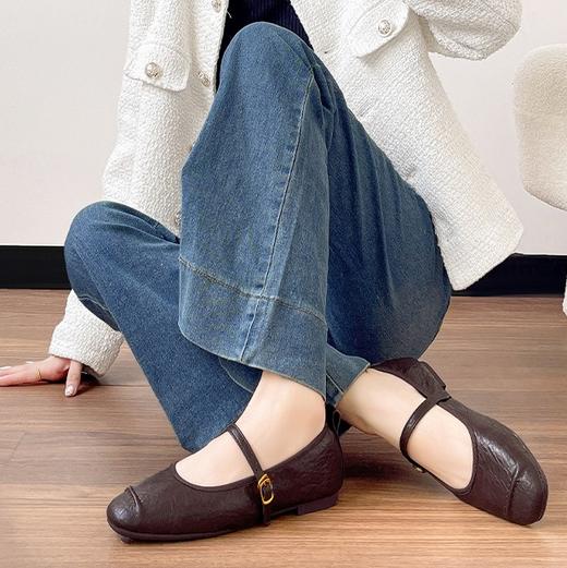 复古小羊皮（内衬含有羊皮）平底鞋--一字带平底鞋 商品图2