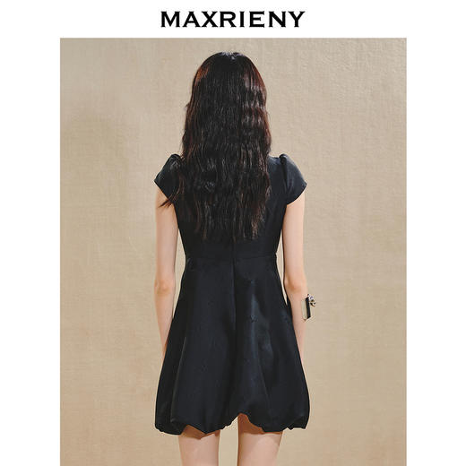 MAXRIENY2024年新中式提花花苞连衣裙美拉德穿搭(货号:MS85DR078) 商品图3